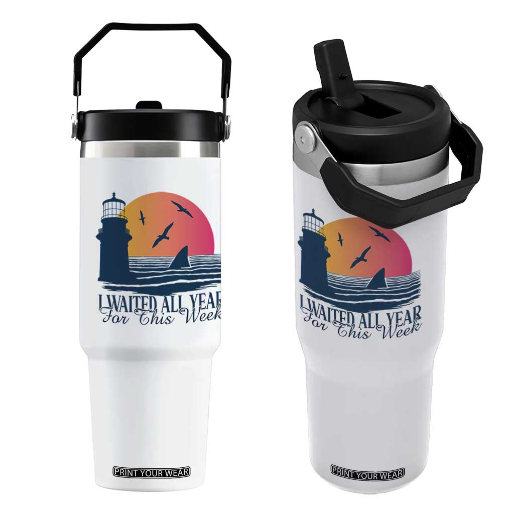 Funny Shark Lover Week Flip Straw Tumbler I Waited All Year For This Week TS02 One Size: 30 oz White Print Your Wear