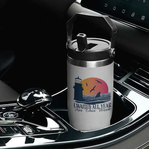 Funny Shark Lover Week Flip Straw Tumbler I Waited All Year For This Week TS02 Print Your Wear