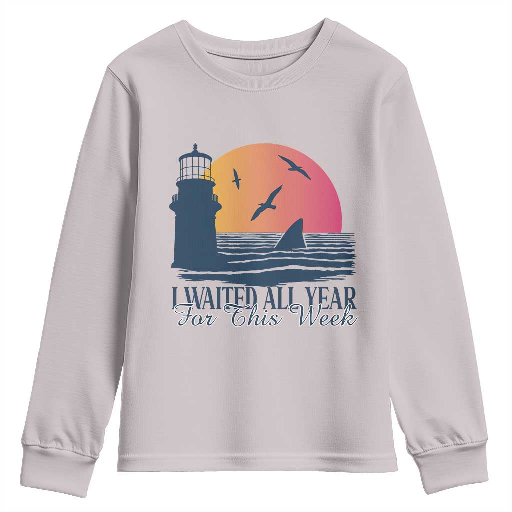Funny Shark Lover Week Youth Sweatshirt I Waited All Year For This Week TS02 Ice Gray Print Your Wear