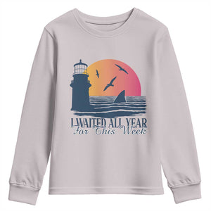 Funny Shark Lover Week Youth Sweatshirt I Waited All Year For This Week TS02 Ice Gray Print Your Wear