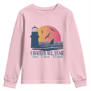 Funny Shark Lover Week Youth Sweatshirt I Waited All Year For This Week TS02 Light Pink Print Your Wear