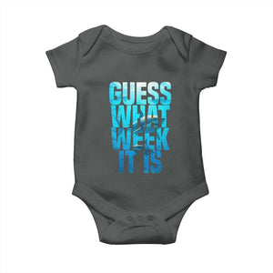 Funny Shark Lover Week Baby Onesie Guess What Week It Is Blue Ocean TS02 Dark Heather Print Your Wear