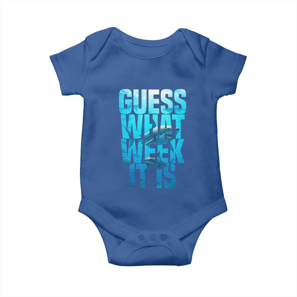 Funny Shark Lover Week Baby Onesie Guess What Week It Is Blue Ocean TS02 Royal Blue Print Your Wear