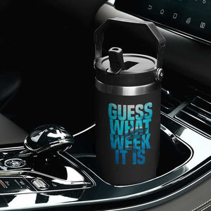Funny Shark Lover Week Flip Straw Tumbler Guess What Week It Is Blue Ocean TS02 Print Your Wear
