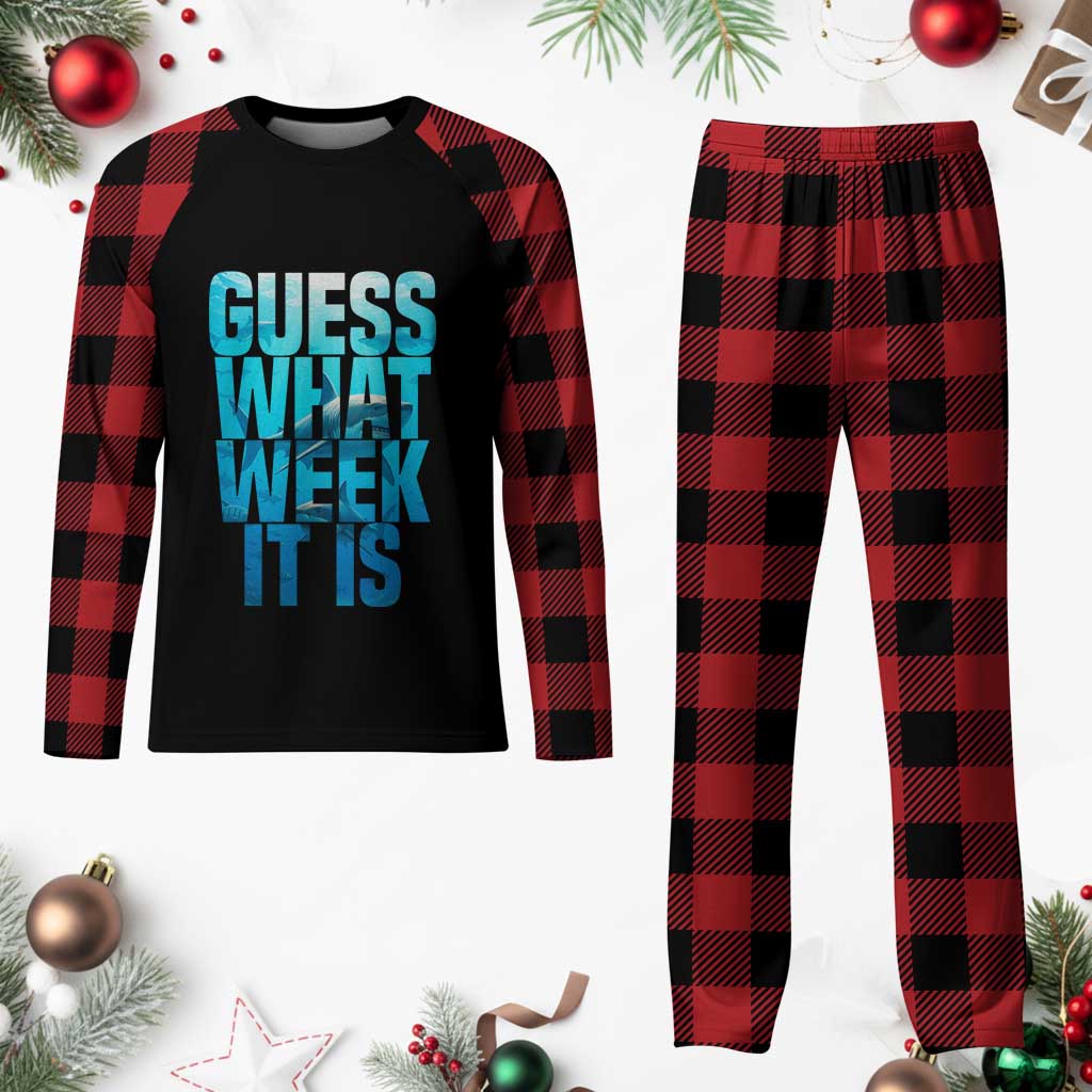 Funny Shark Lover Week Plaid Pajama Set Guess What Week It Is Blue Ocean TS02 Buffalo Plaid Print Your Wear
