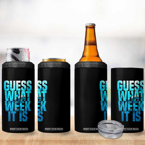 Funny Shark Lover Week 4 in 1 Can Cooler Tumbler Guess What Week It Is Blue Ocean TS02 Print Your Wear