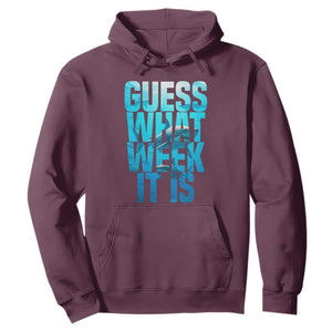 Funny Shark Lover Week Hoodie Guess What Week It Is Blue Ocean TS02 Maroon Print Your Wear