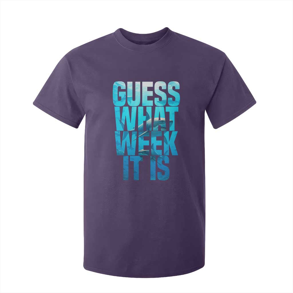 Funny Shark Lover Week T Shirt For Kid Guess What Week It Is Blue Ocean TS02 Purple Print Your Wear