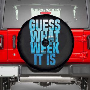 Funny Shark Lover Week Spare Tire Cover Guess What Week It Is Blue Ocean TS02 Black Print Your Wear