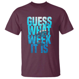 Funny Shark Lover Week T Shirt Guess What Week It Is Blue Ocean TS02 Maroon Print Your Wear