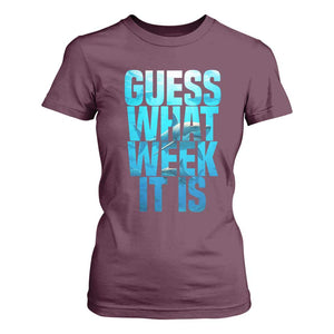 Funny Shark Lover Week T Shirt For Women Guess What Week It Is Blue Ocean TS02 Maroon Print Your Wear