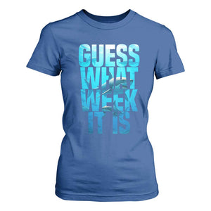Funny Shark Lover Week T Shirt For Women Guess What Week It Is Blue Ocean TS02 Royal Blue Print Your Wear