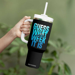 Funny Shark Lover Week Tumbler With Handle Guess What Week It Is Blue Ocean TS02 Print Your Wear