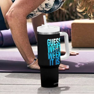 Funny Shark Lover Week Tumbler With Handle Guess What Week It Is Blue Ocean TS02 Print Your Wear