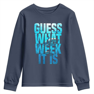 Funny Shark Lover Week Youth Sweatshirt Guess What Week It Is Blue Ocean TS02 Navy Print Your Wear