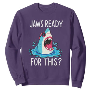Funny Shark Lover Sweatshirt Are Jaw Ready For This Ocean Wildlife TS02 Purple Print Your Wear