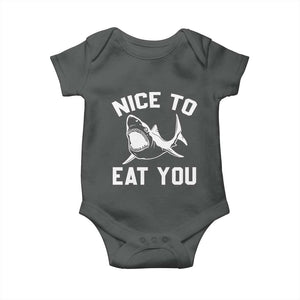 Funny Shark Lover Baby Onesie Nice To Eat You TS02 Dark Heather Print Your Wear