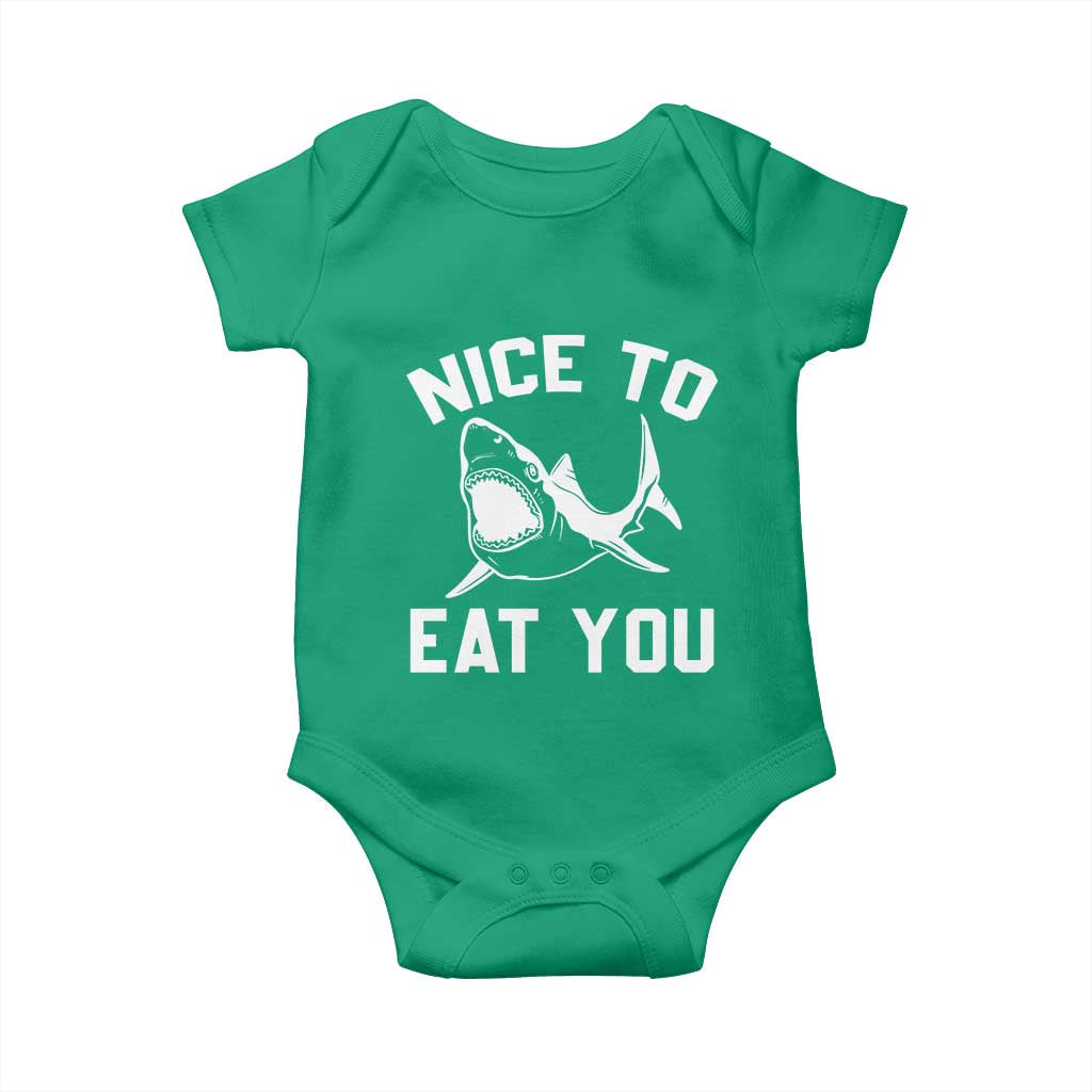 Funny Shark Lover Baby Onesie Nice To Eat You TS02 Irish Green Print Your Wear