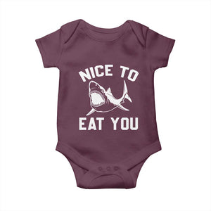 Funny Shark Lover Baby Onesie Nice To Eat You TS02 Maroon Print Your Wear