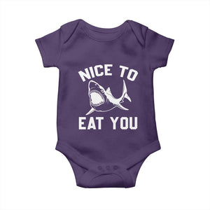 Funny Shark Lover Baby Onesie Nice To Eat You TS02 Purple Print Your Wear