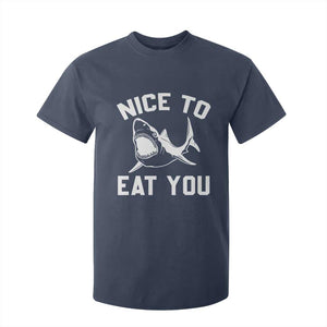 Funny Shark Lover T Shirt For Kid Nice To Eat You TS02 Navy Print Your Wear