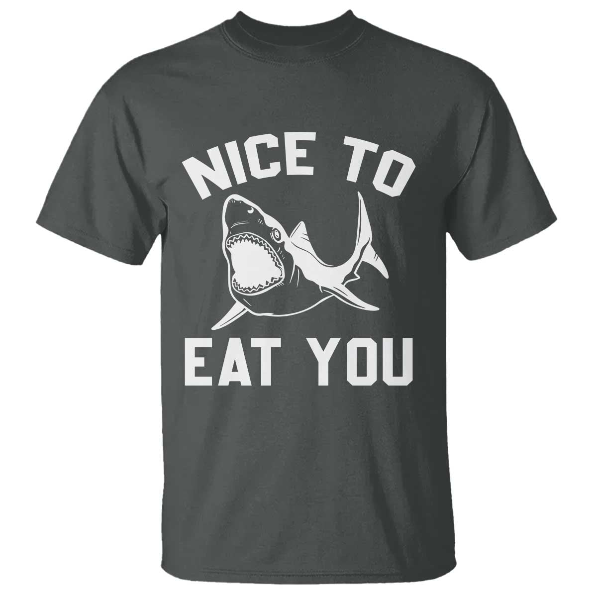 Funny Shark Lover T Shirt Nice To Eat You TS02 Dark Heather Print Your Wear