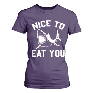 Funny Shark Lover T Shirt For Women Nice To Eat You TS02 Purple Print Your Wear