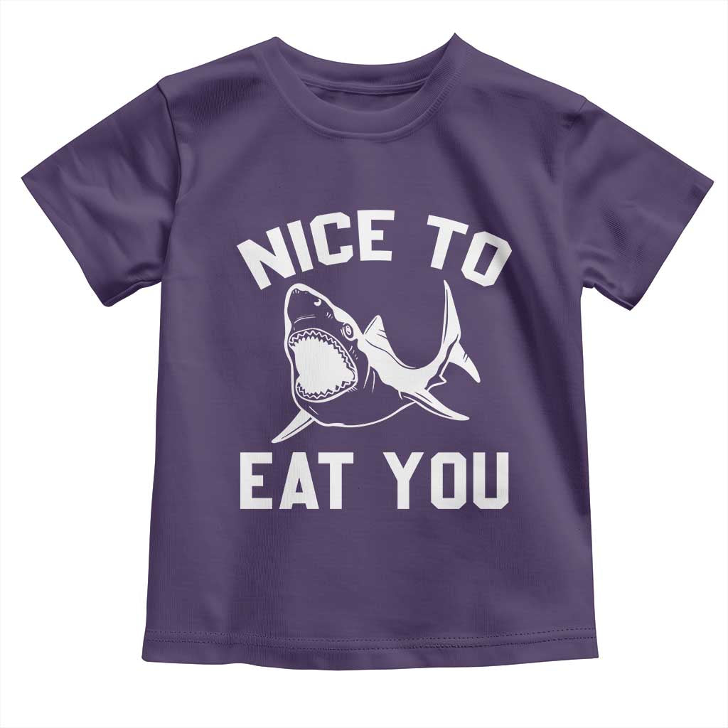 Funny Shark Lover Toddler T Shirt Nice To Eat You TS02 Purple Print Your Wear