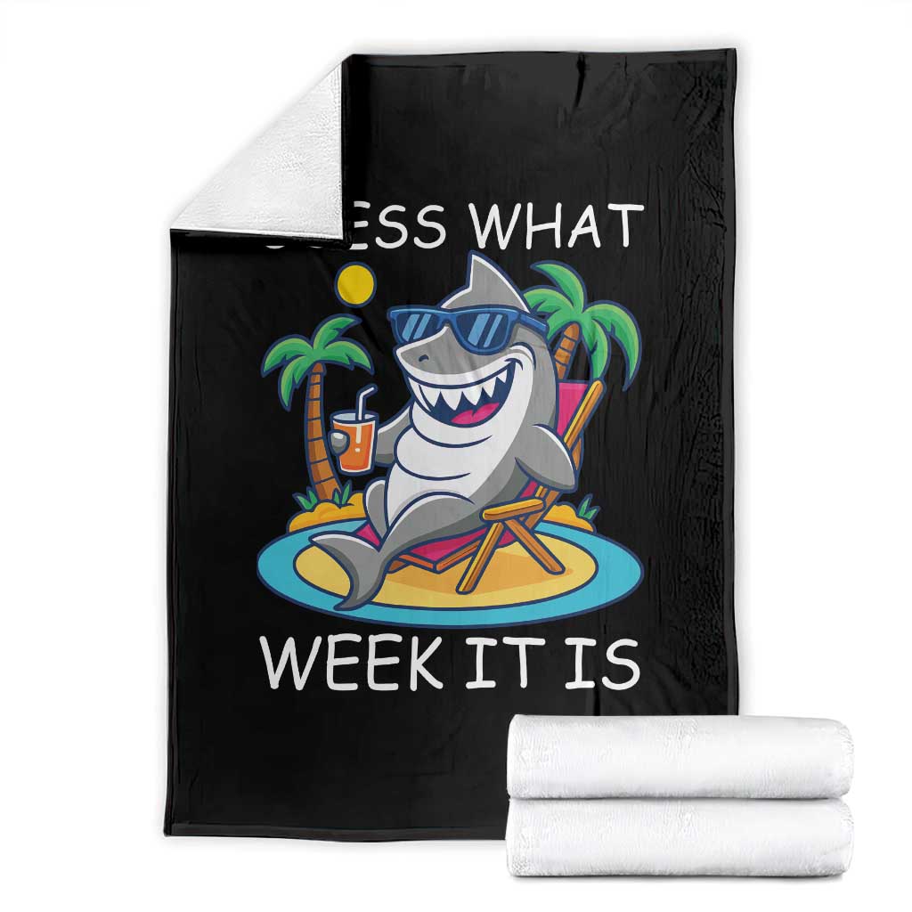 Funny Shark Lover Week Throw Blanket Week Guess What Week It Is Summer Beach TS02 Black Print Your Wear