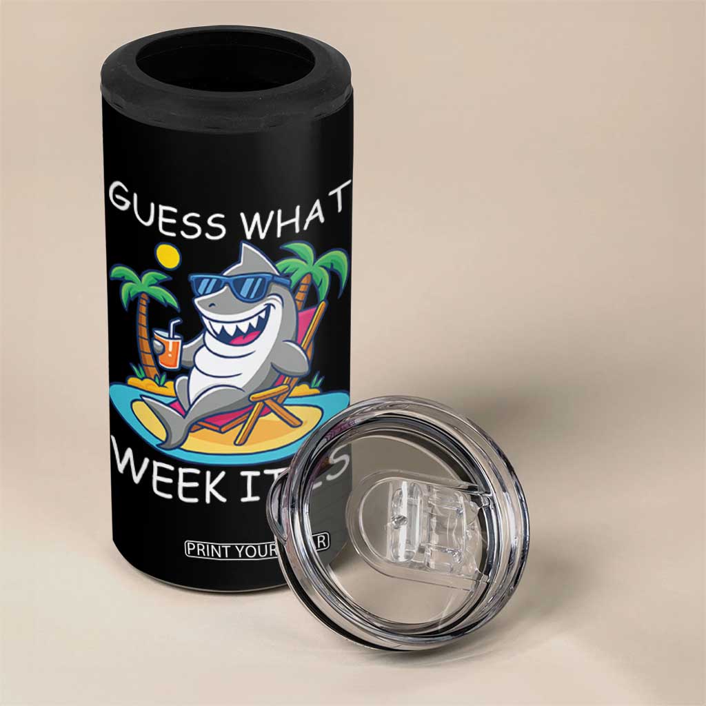 Funny Shark Lover Week 4 in 1 Can Cooler Tumbler Week Guess What Week It Is Summer Beach TS02 Print Your Wear