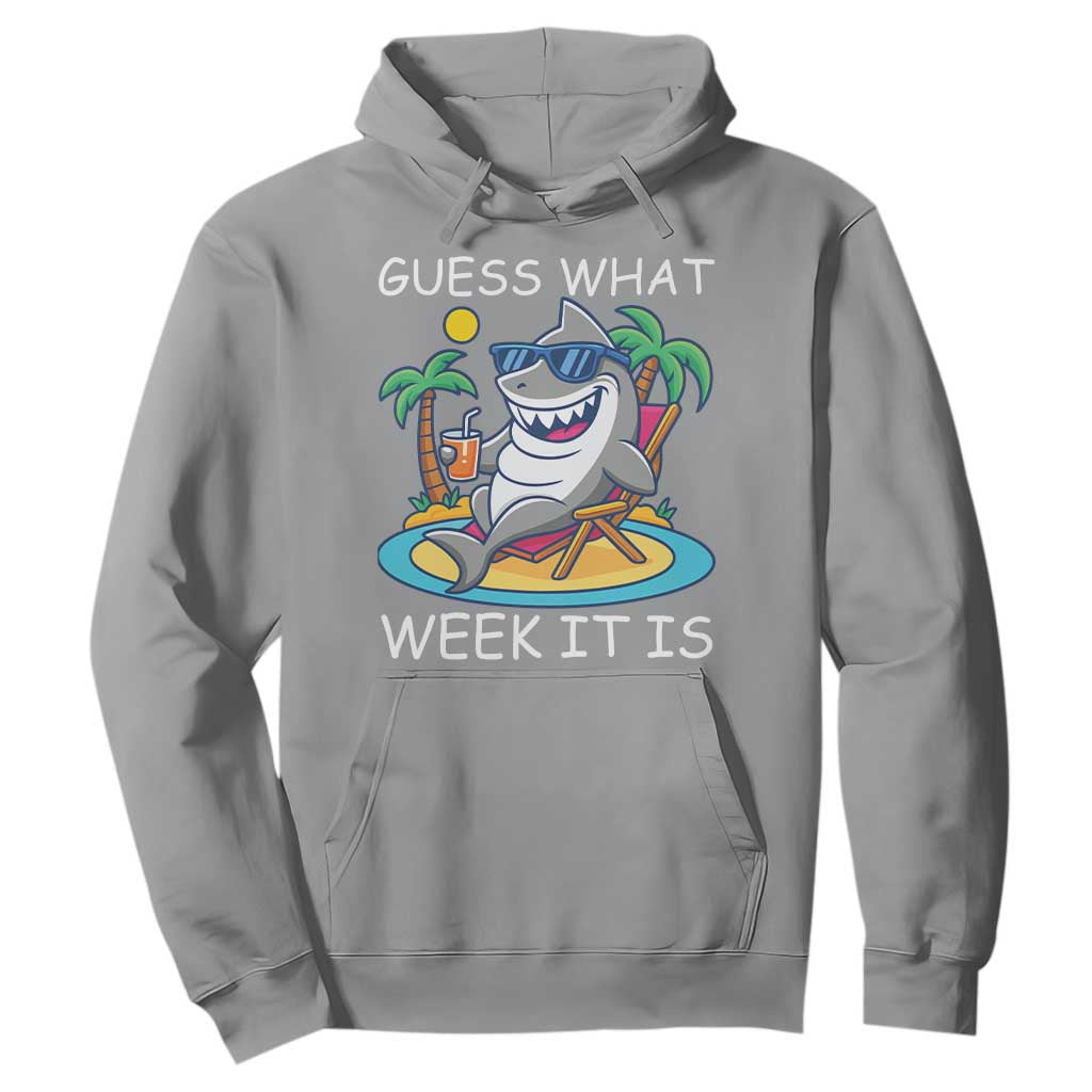 Funny Shark Lover Week Hoodie Week Guess What Week It Is Summer Beach TS02 Sport Gray Print Your Wear