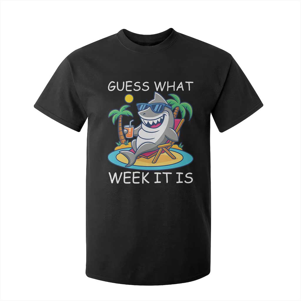 Funny Shark Lover Week T Shirt For Kid Week Guess What Week It Is Summer Beach TS02 Black Print Your Wear