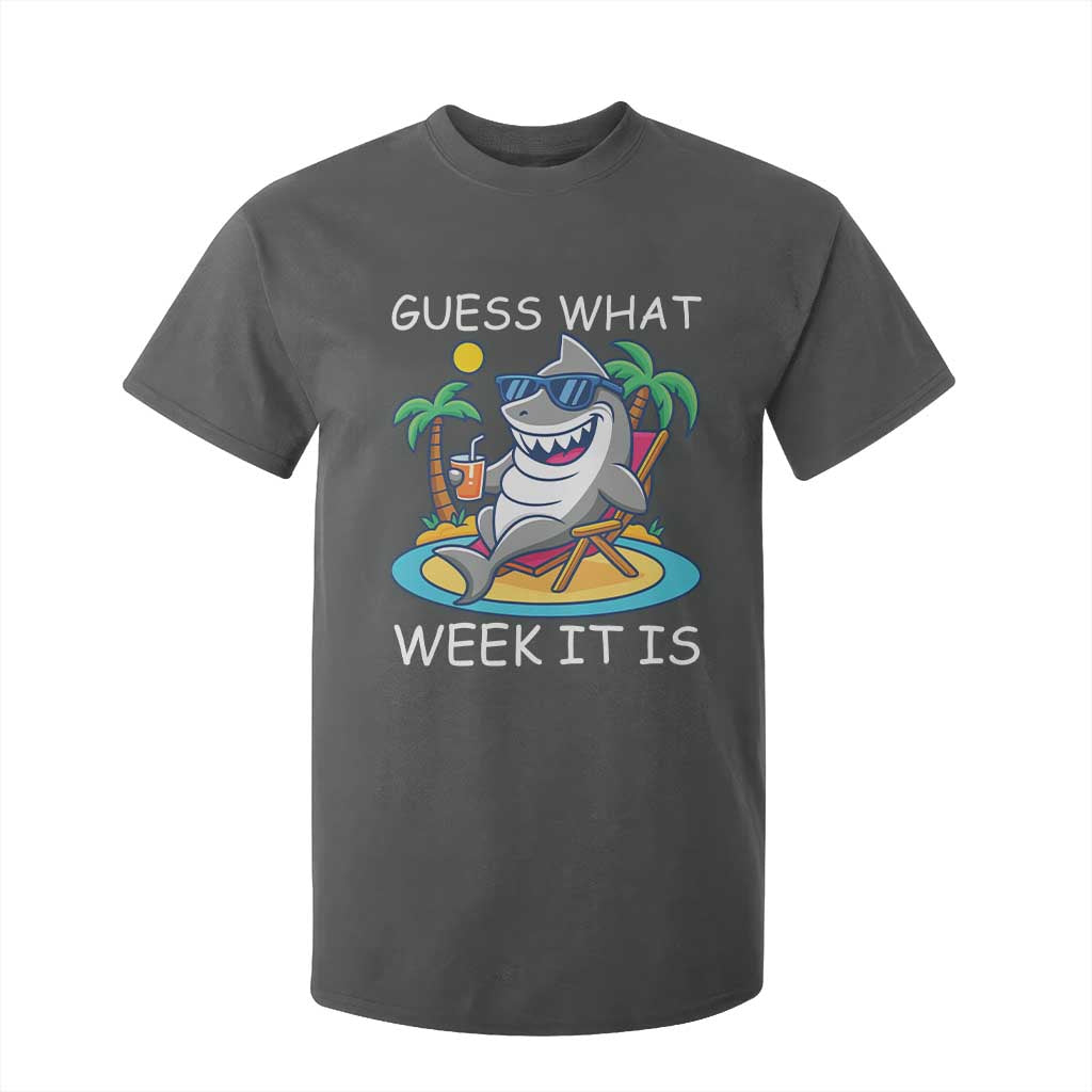 Funny Shark Lover Week T Shirt For Kid Week Guess What Week It Is Summer Beach TS02 Dark Heather Print Your Wear