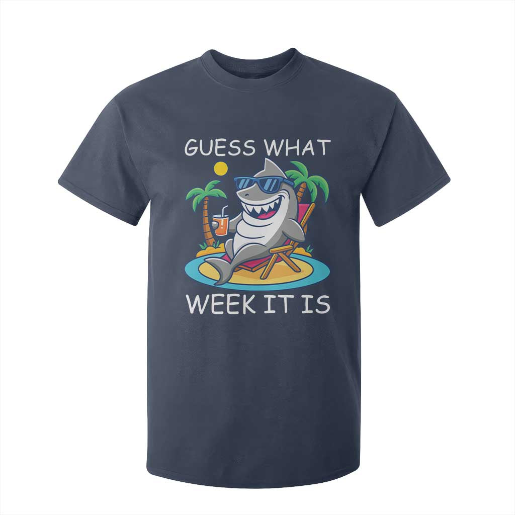 Funny Shark Lover Week T Shirt For Kid Week Guess What Week It Is Summer Beach TS02 Navy Print Your Wear