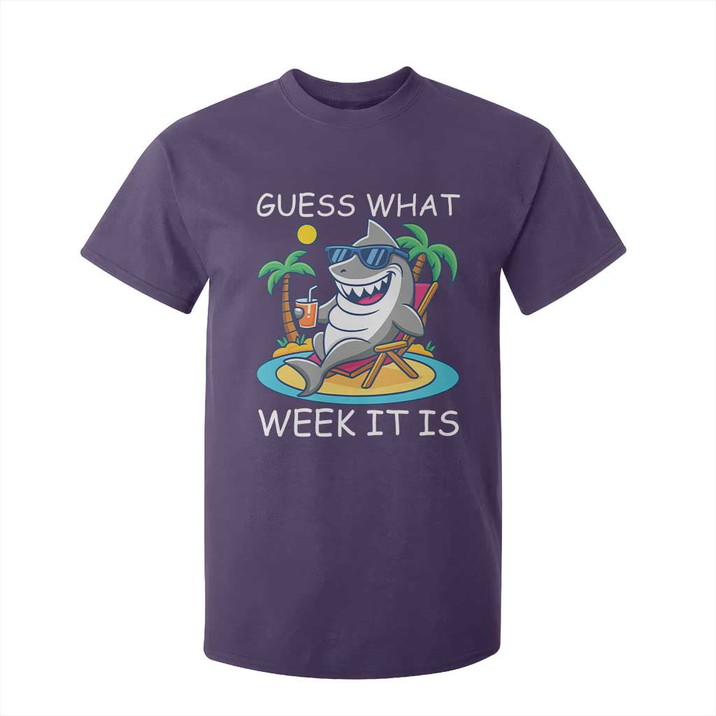 Funny Shark Lover Week T Shirt For Kid Week Guess What Week It Is Summer Beach TS02 Purple Print Your Wear
