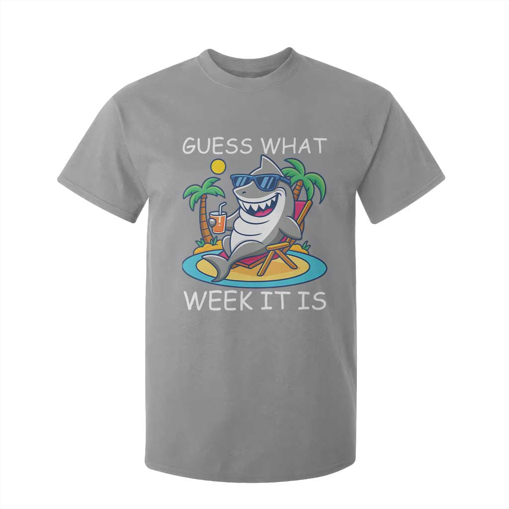 Funny Shark Lover Week T Shirt For Kid Week Guess What Week It Is Summer Beach TS02 Sport Gray Print Your Wear