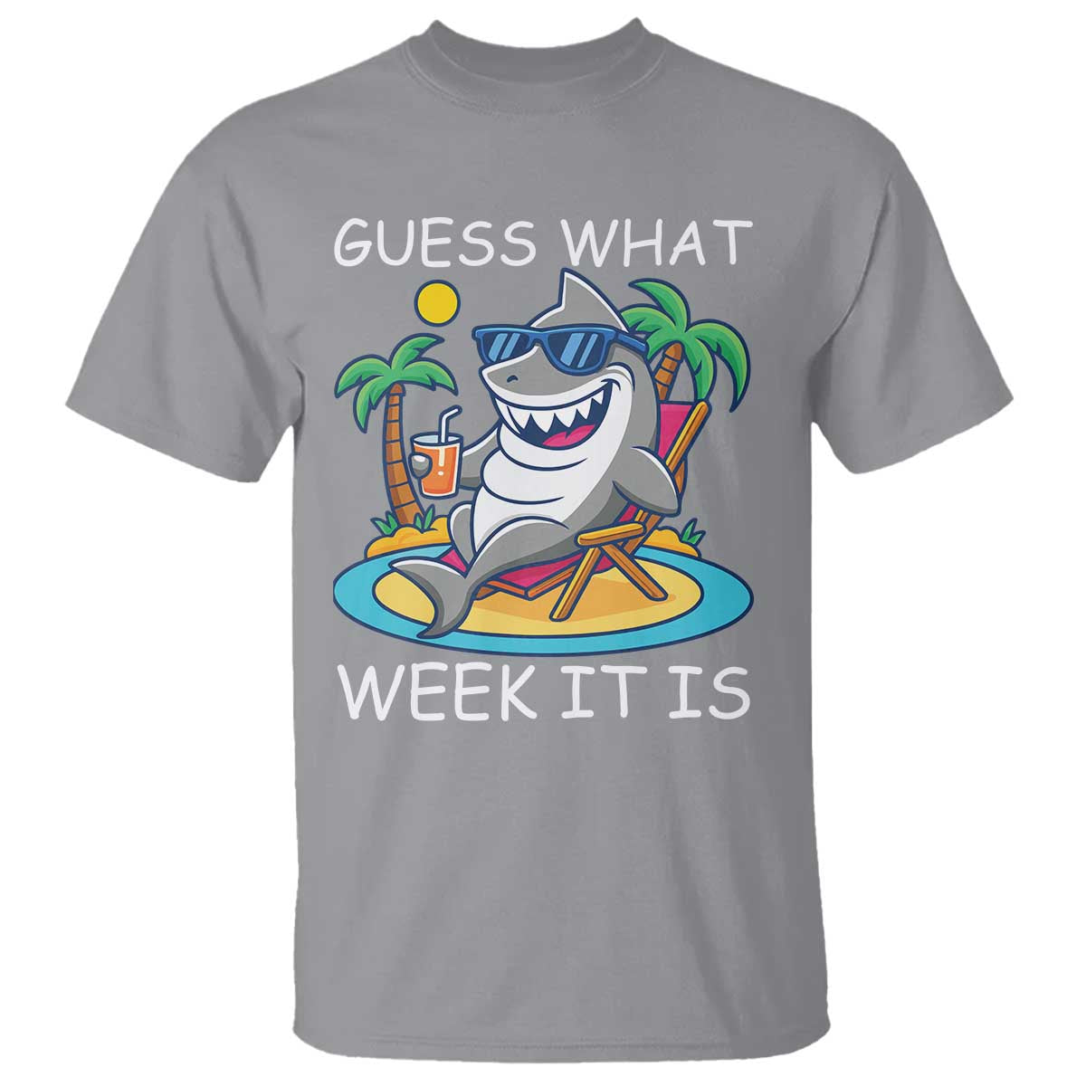 Funny Shark Lover Week T Shirt Week Guess What Week It Is Summer Beach TS02 Sport Gray Print Your Wear