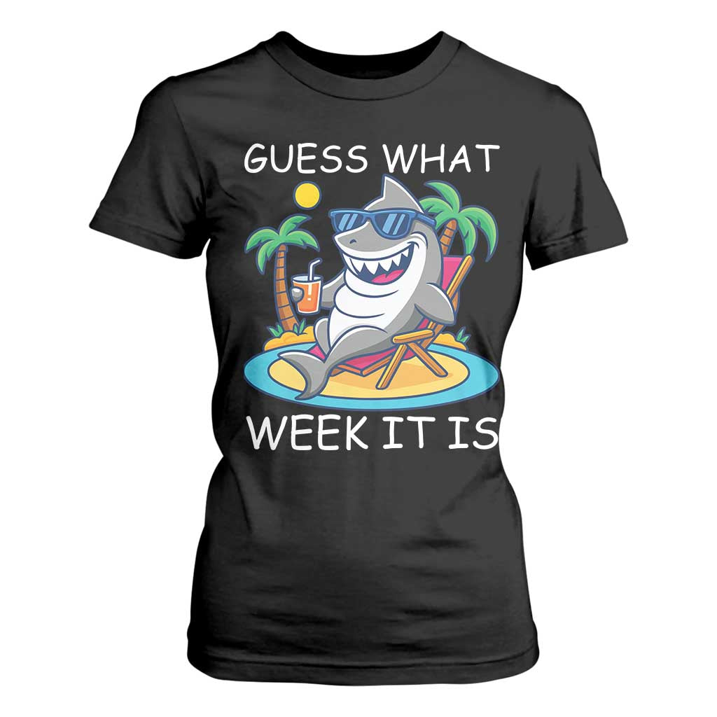 Funny Shark Lover Week T Shirt For Women Week Guess What Week It Is Summer Beach TS02 Black Print Your Wear