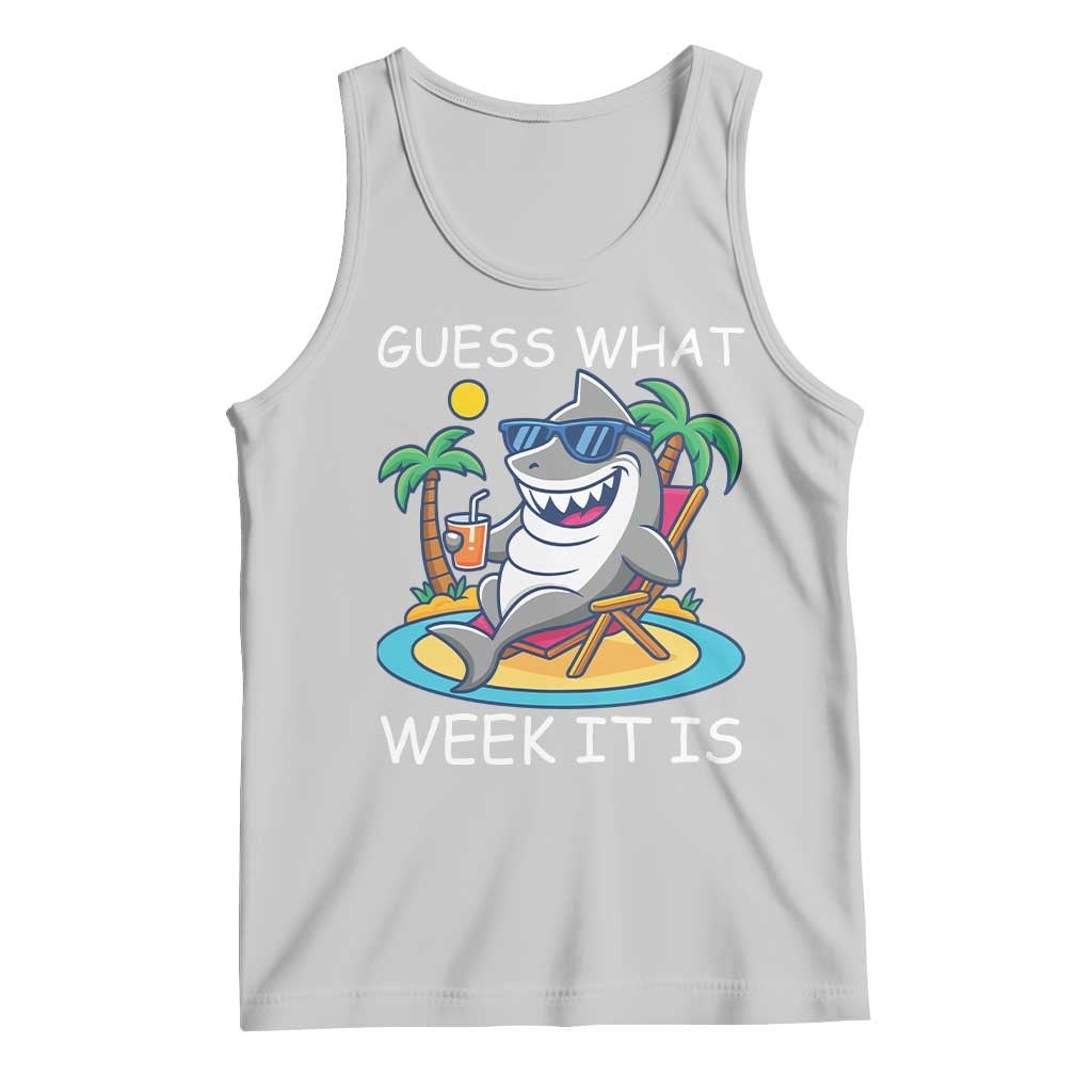 Funny Shark Lover Week Tank Top Week Guess What Week It Is Summer Beach TS02 Ash Print Your Wear