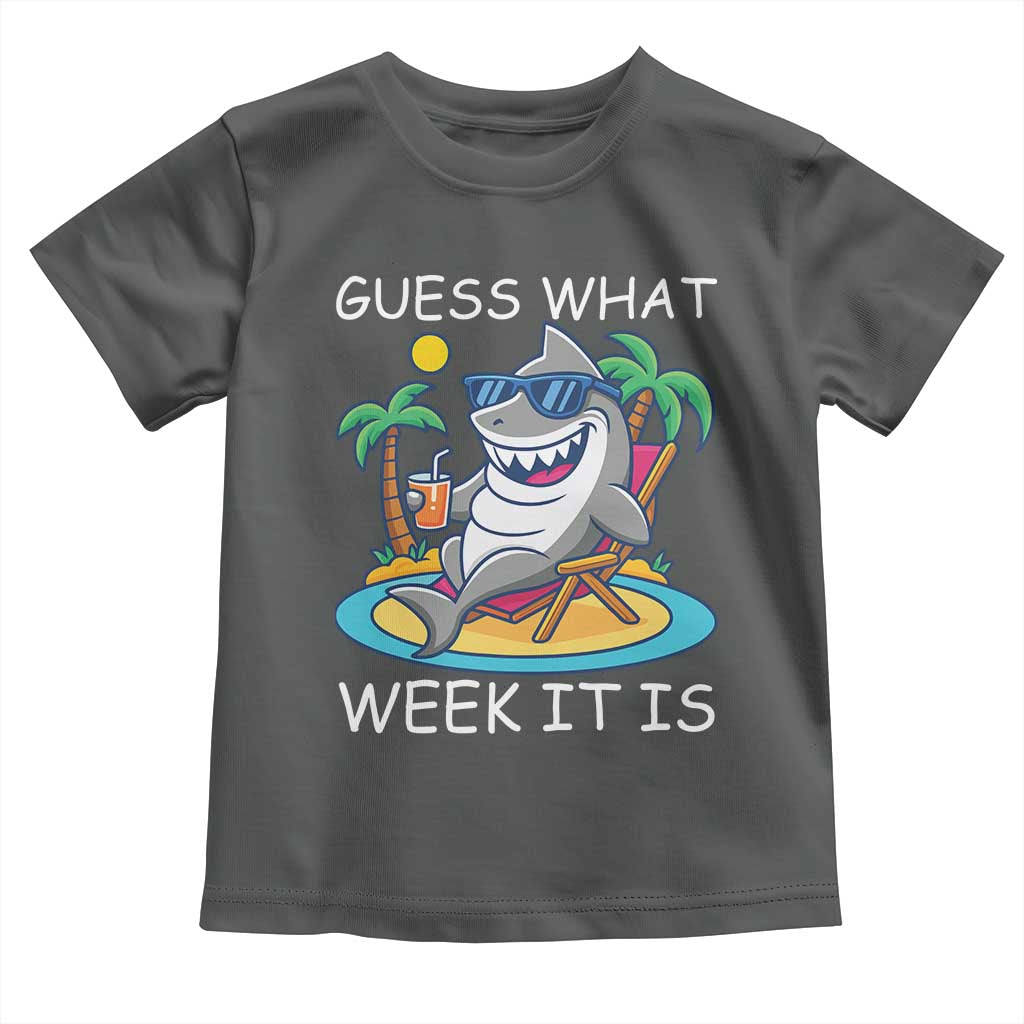 Funny Shark Lover Week Toddler T Shirt Week Guess What Week It Is Summer Beach TS02 Dark Heather Print Your Wear
