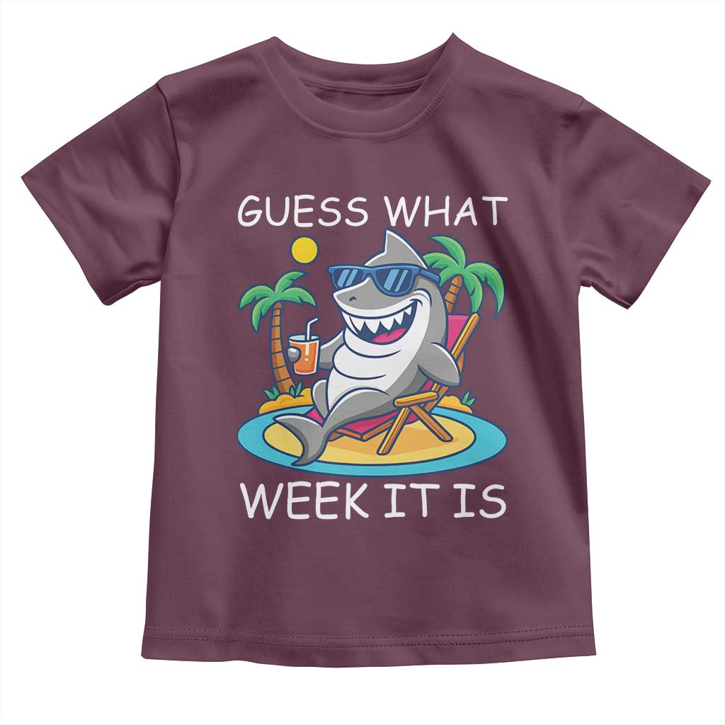 Funny Shark Lover Week Toddler T Shirt Week Guess What Week It Is Summer Beach TS02 Maroon Print Your Wear