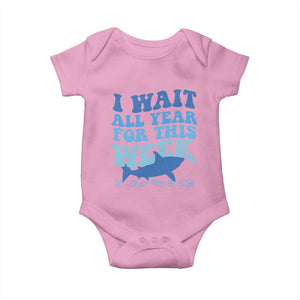 Funny Shark Lover Week Baby Onesie I Wait All Year For This Week Ocean TS02 Light Pink Print Your Wear