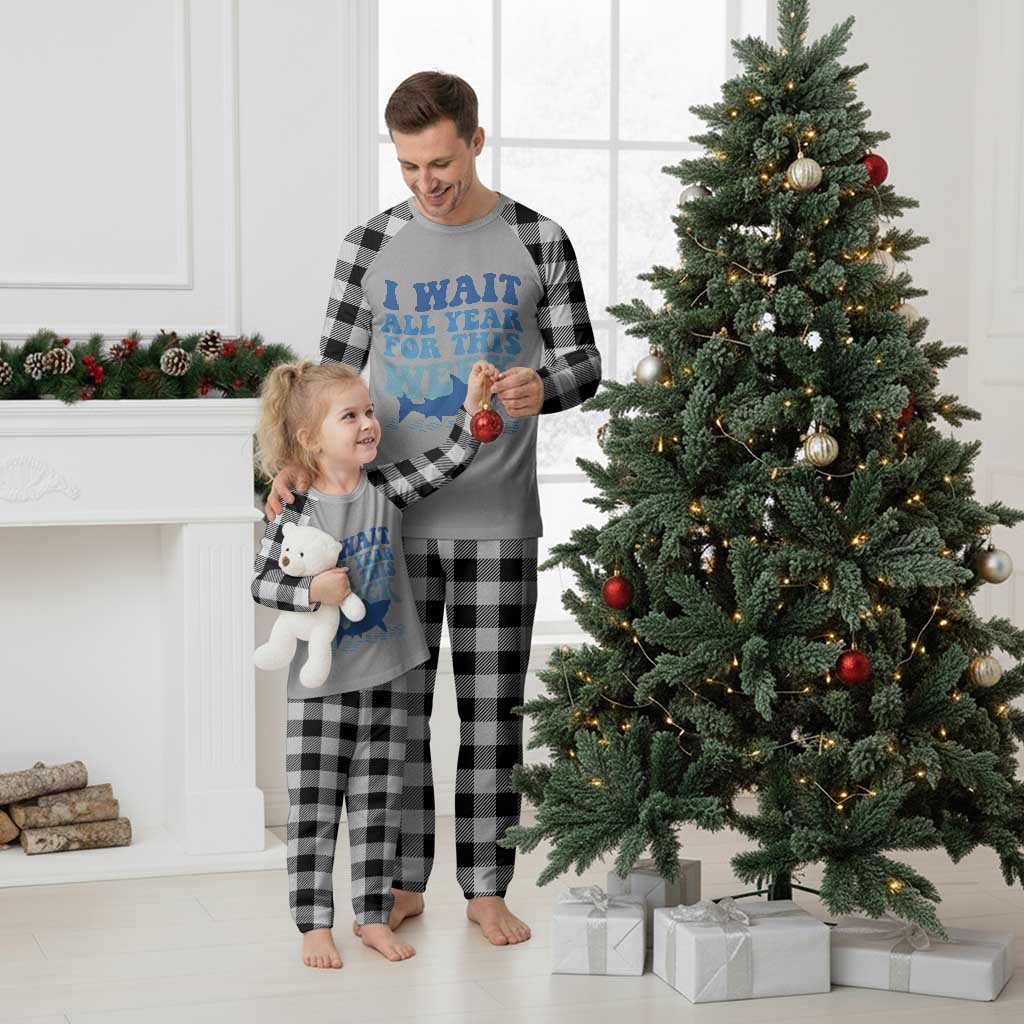 Funny Shark Lover Week Plaid Pajama Set I Wait All Year For This Week Ocean TS02 White Plaid Print Your Wear