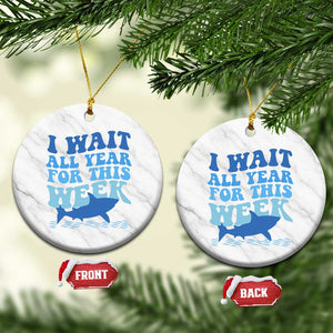Funny Shark Lover Week Ceramic Ornament I Wait All Year For This Week Ocean TS02 1pc White Marble Print Your Wear