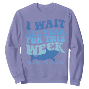 Funny Shark Lover Week Sweatshirt I Wait All Year For This Week Ocean TS02 Violet Print Your Wear
