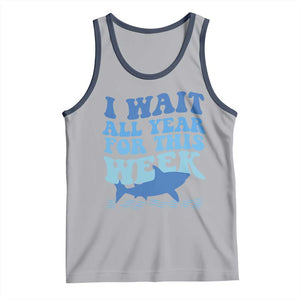 Funny Shark Lover Week Tank Top I Wait All Year For This Week Ocean TS02 Athletic Heather Navy Print Your Wear