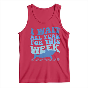 Funny Shark Lover Week Tank Top I Wait All Year For This Week Ocean TS02 Red Print Your Wear