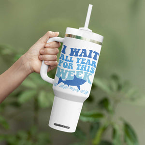 Funny Shark Lover Week Tumbler With Handle I Wait All Year For This Week Ocean TS02 Print Your Wear