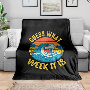 Funny Shark Lover Week Throw Blanket Guess What Week It Is Ocean Wildlife Retro Sunset TS02 Print Your Wear