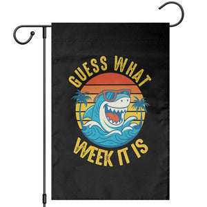 Funny Shark Lover Week Garden Flag Guess What Week It Is Ocean Wildlife Retro Sunset TS02 Black Print Your Wear